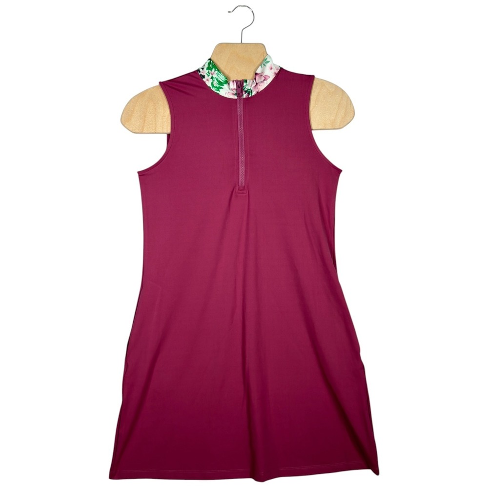 Tommy Bahama Golf Dress Sleeveless‎ Pink Zip Mock Neck UPF 50 Small NWT